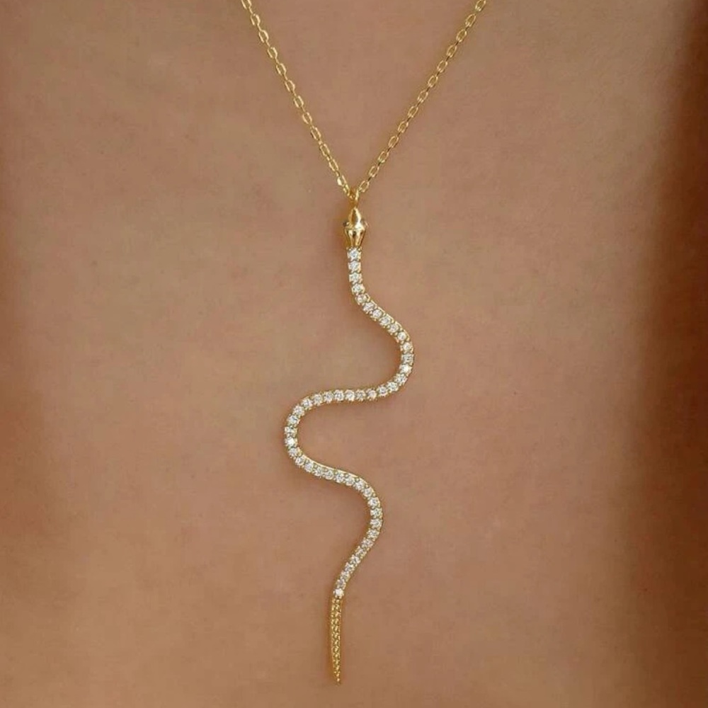 2/$10 NEW! Rhinestone Snake Necklace Boho Cute Charm Pendant